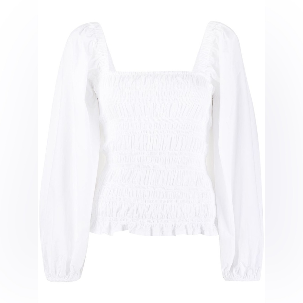 Ganni Puff Sleeve Ruched Blouse NWT